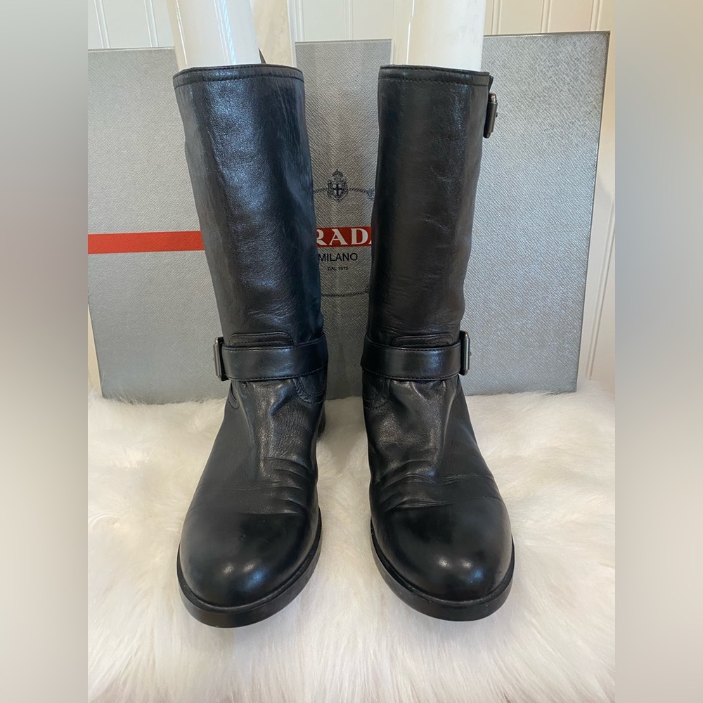 Authentic Prada Black Moto Boots size 39